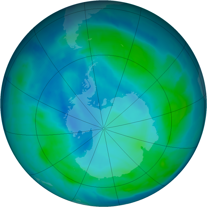 Antarctic ozone map for 21 February 2012